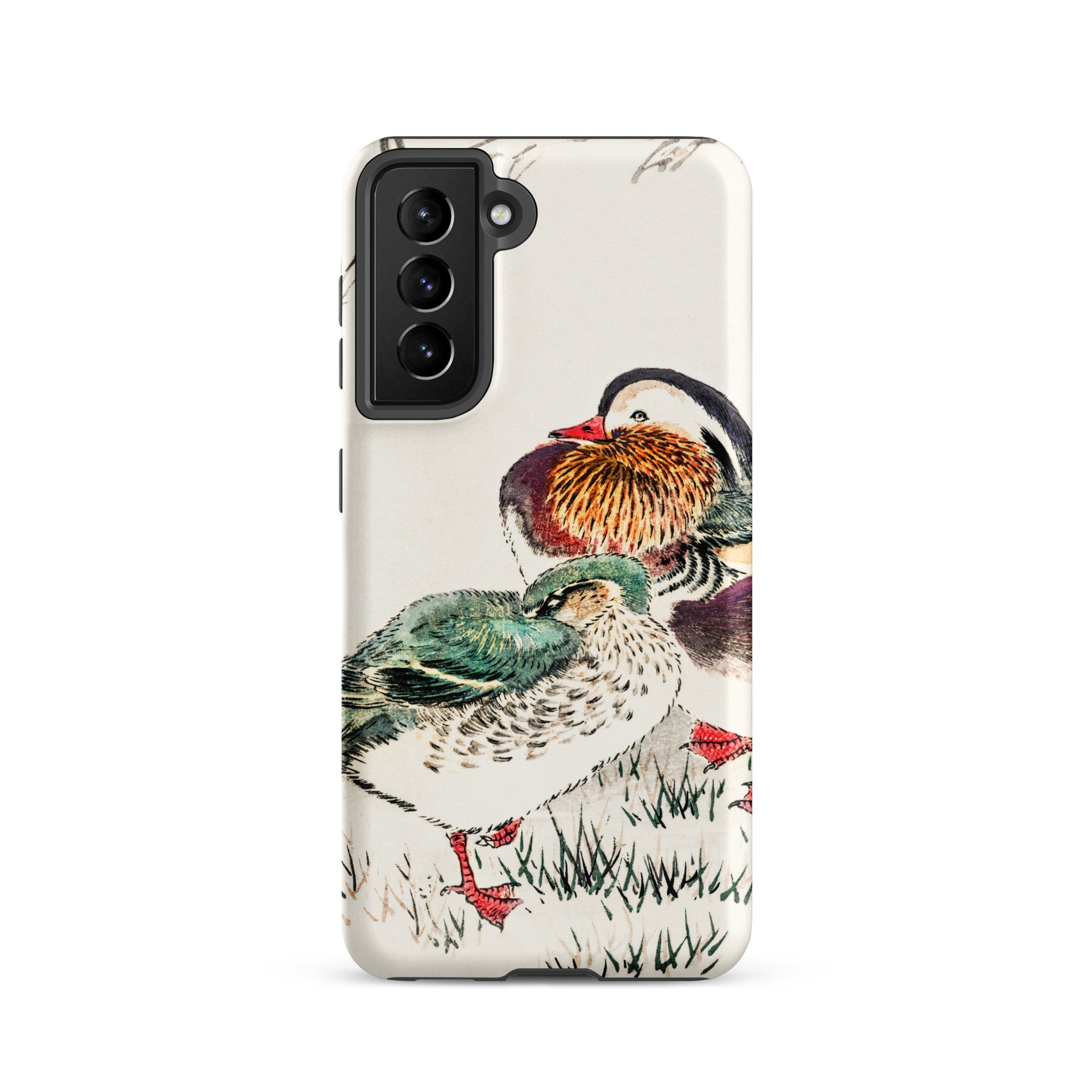 Duck & Barley Numata Kashu Meiji Samsung Case, Galaxy S21 / Matte, White Phone Case Vibrant Illustration Two Mandarin Ducks