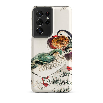 Duck & Barley - Numata Kashu Meiji Samsung Case, Galaxy S21 Ultra / Matte, White Phone Case Vibrant Illustration Two Mandarin Ducks
