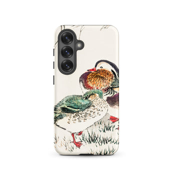 Duck & Barley - Numata Kashu Meiji Samsung Case, Galaxy S25 / Matte, White Phone Case Vibrant Illustration Two Mandarin Ducks