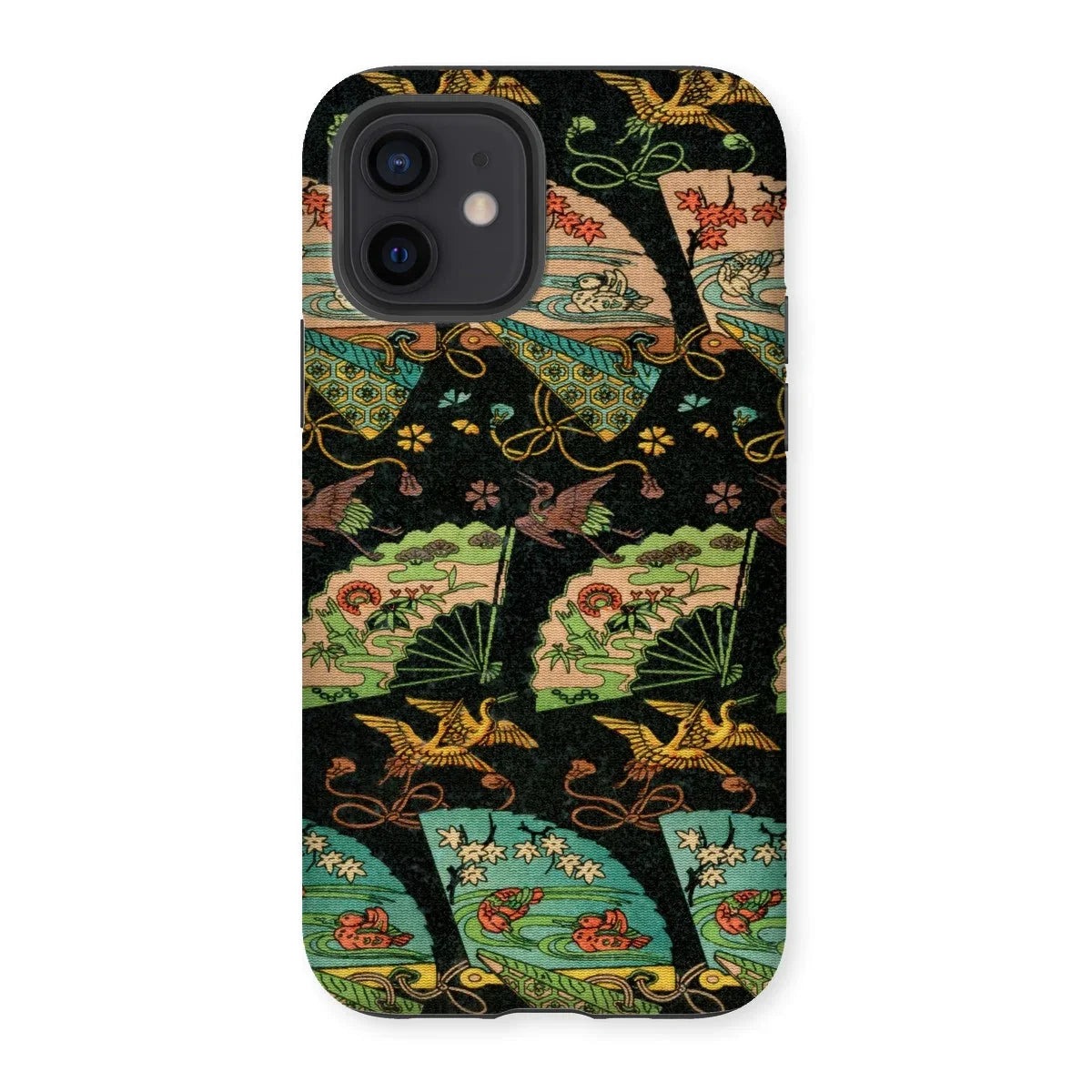 Ducks & Cranes Fan Pattern - G.a. Audsley Iphone Case, 12 / Matte, Phone Case Japanese-style Pattern Fans Cranes Floral Motifs