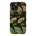 Ducks & Cranes Fan Pattern - G.a. Audsley Iphone Case, 12 Pro Max / Matte, Decorative Phone Case Japanese-style Fan Crane Patterns Green