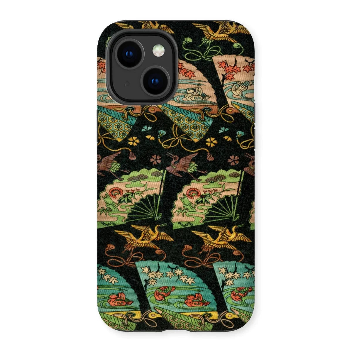 Ducks & Cranes Fan Pattern - G.a. Audsley Iphone Case, 14 Plus / Matte, Phone Case Japanese-style Pattern Fans Cranes Floral Motifs