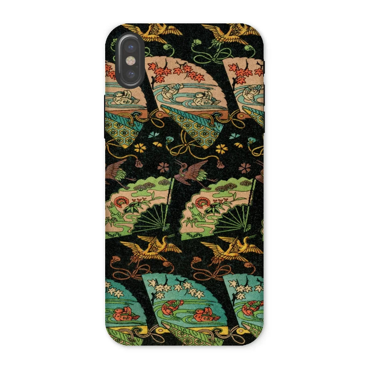 Ducks & Cranes Fan Pattern - G.a. Audsley Iphone Case, x / Matte, Phone Case Japanese Fan Crane Pattern