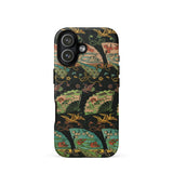 Ducks & Cranes Fan Pattern - G.a. Audsley Phone Case Iphone 17 / Matte Black Teal Floral Design Made Plastic Meiji-era Textile Patterns,