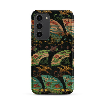 Ducks & Cranes Fan Pattern - G.a. Audsley Phone Case Samsung Galaxy S23 Plus / Matte Black Phone Case Intricate Traditional