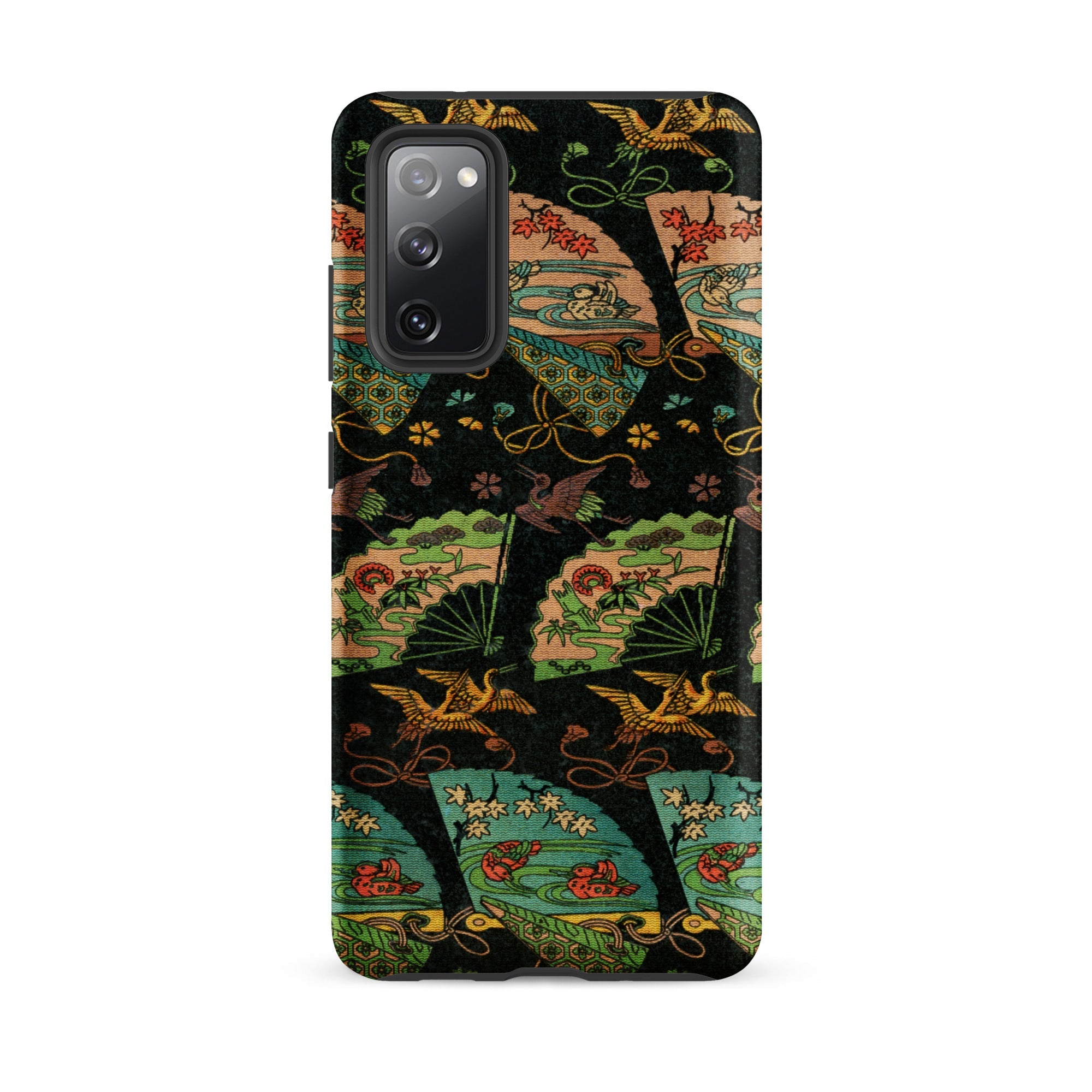Ducks & Cranes Fan Pattern - G.a. Audsley Samsung Case, Galaxy S20 Fe / Matte, Black Phone Case Vibrant Pattern Japanese Fans Cranes