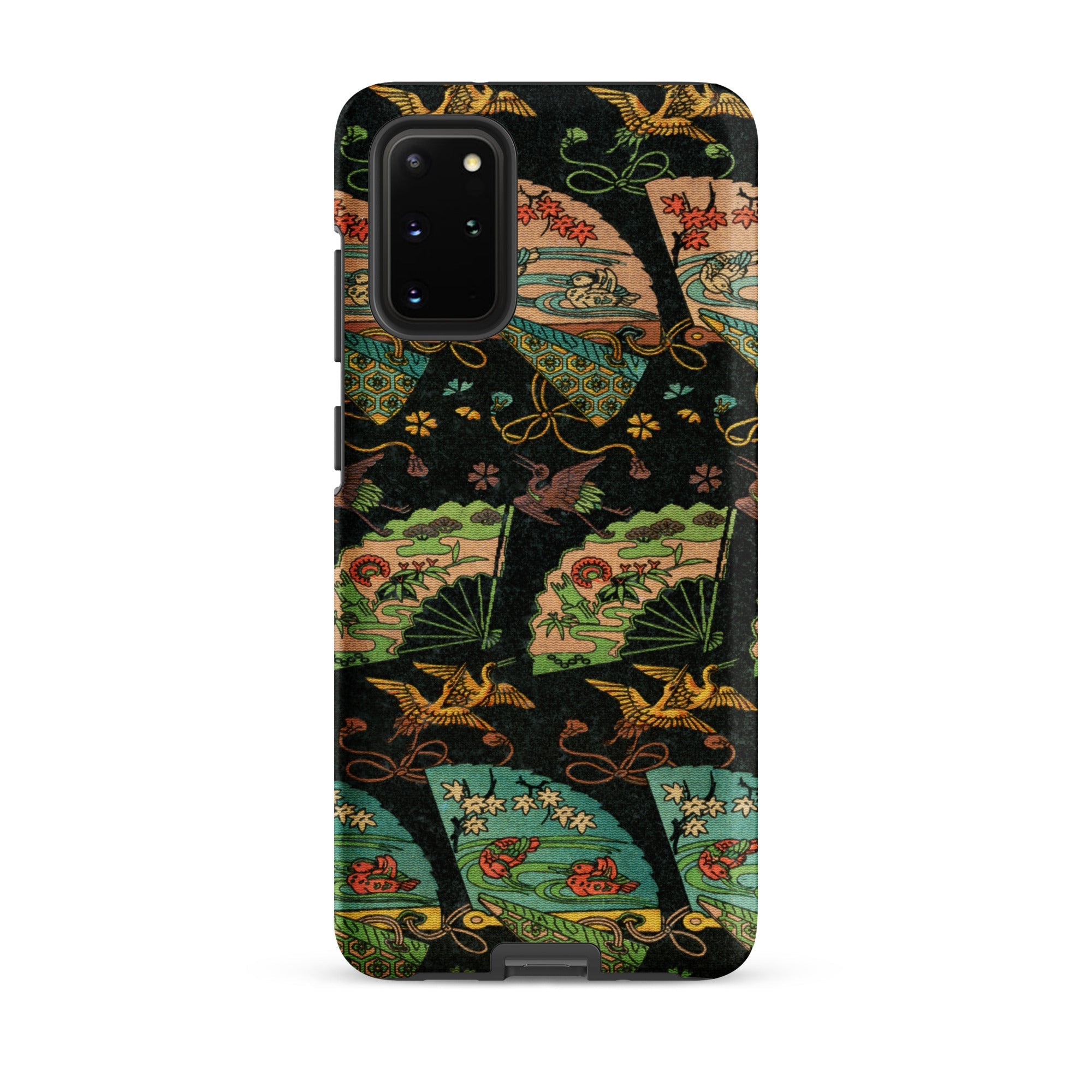 Ducks & Cranes Fan Pattern - G.a. Audsley Samsung Case, Galaxy S20 Plus / Matte, Black Smartphone Case Pattern Japanese-style Fans Cranes