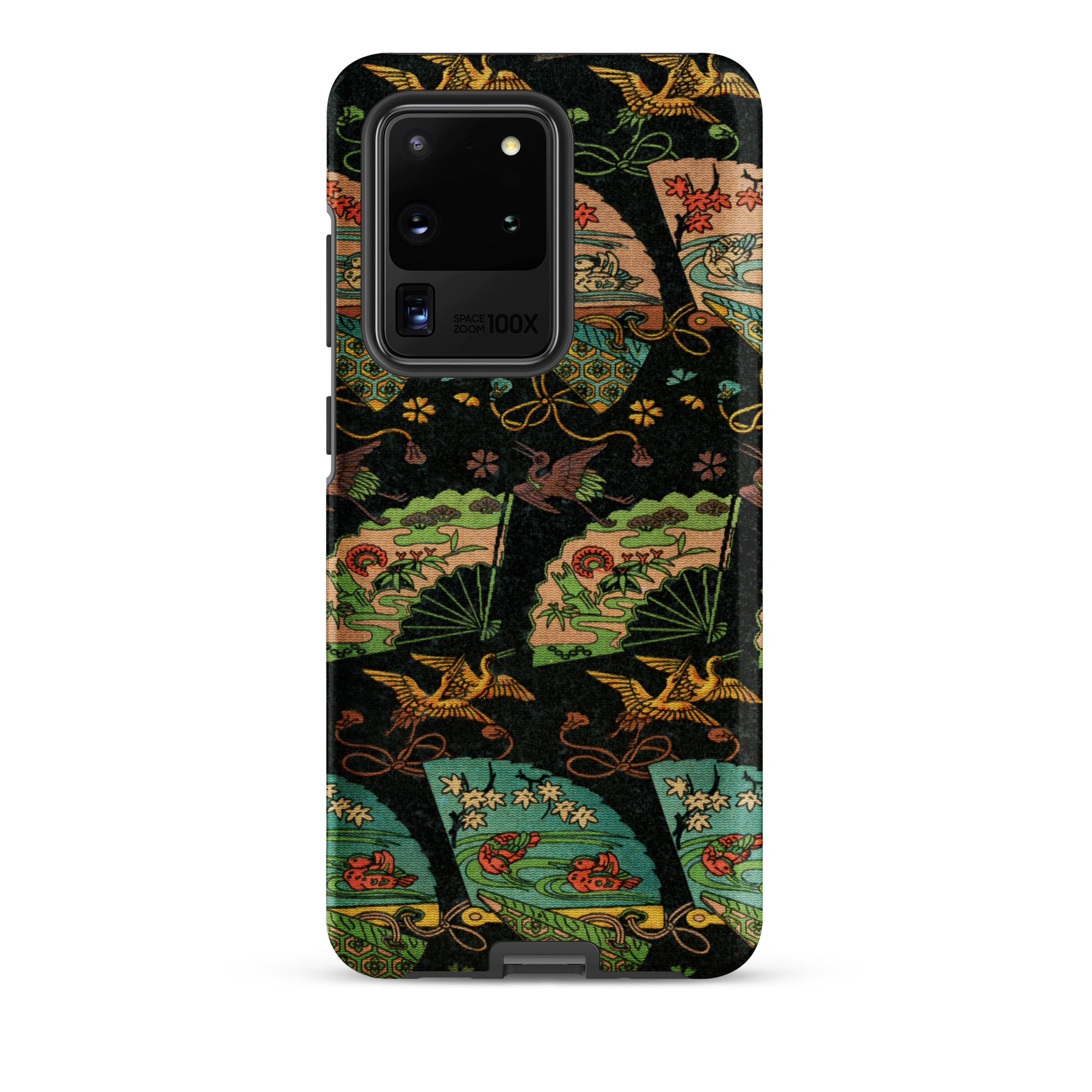 Ducks & Cranes Fan Pattern - G.a. Audsley Samsung Case, Galaxy S20 Ultra / Matte, Black Phone Case Colorful Pattern Japanese Fans Cranes