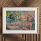 Dying Adonis - Magnus Enckell Fine Art Print / Canvas Wooden-framed Nude Figure Painting Pastel Colors Impressionistic Style Enckell’s