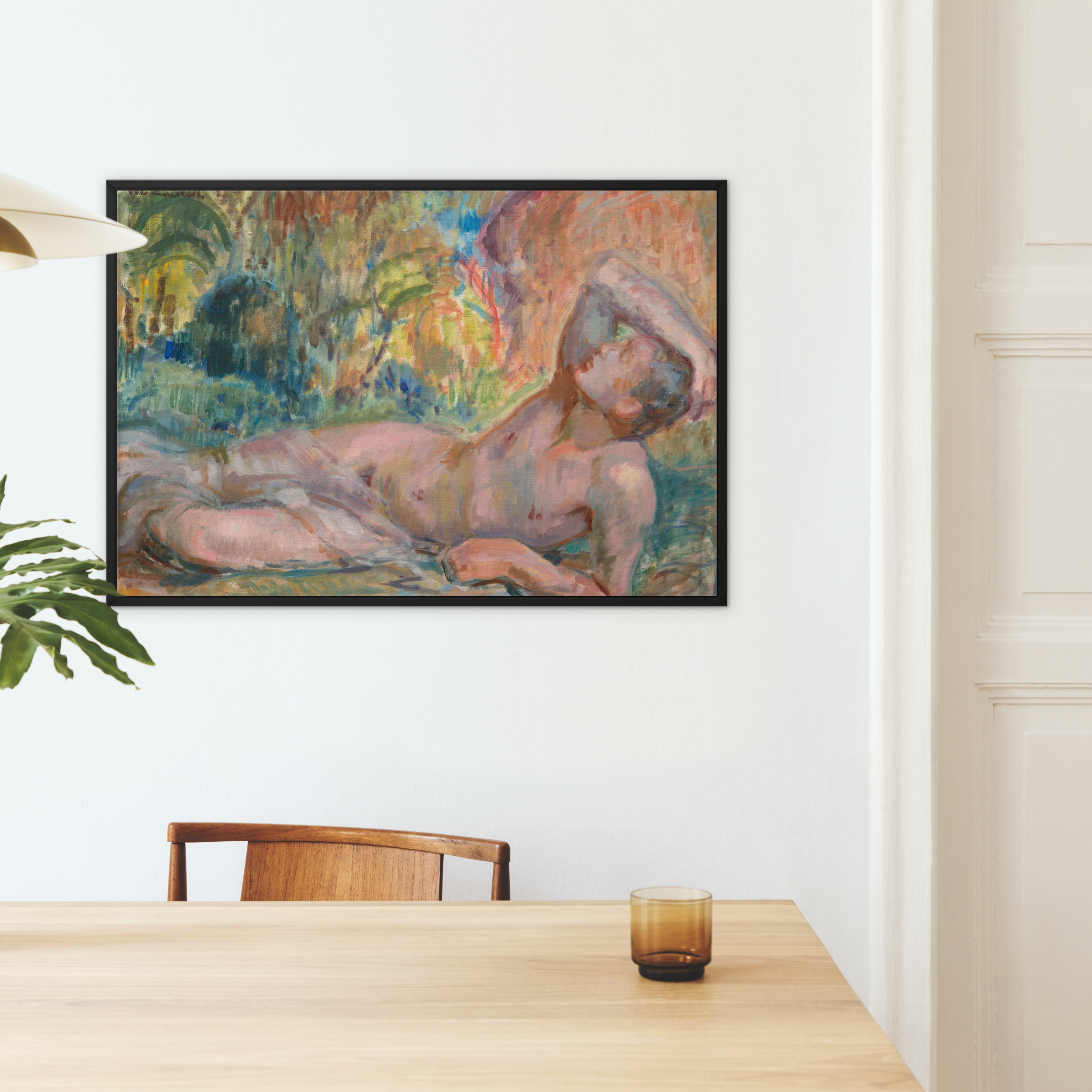 Dying Adonis - Magnus Enckell Framed Canvas, Framed Nude Painting