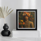 Prince Rajanikanta - Indian Gay Royalty Baroque Art Print, Framed Portrait Person Ornate Clothing Colorful Turban Flowers