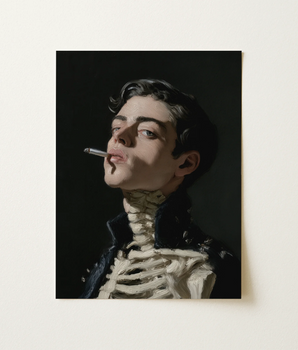 Smoke Show - Impression artistique de squelette fumeur victorien Gothique 