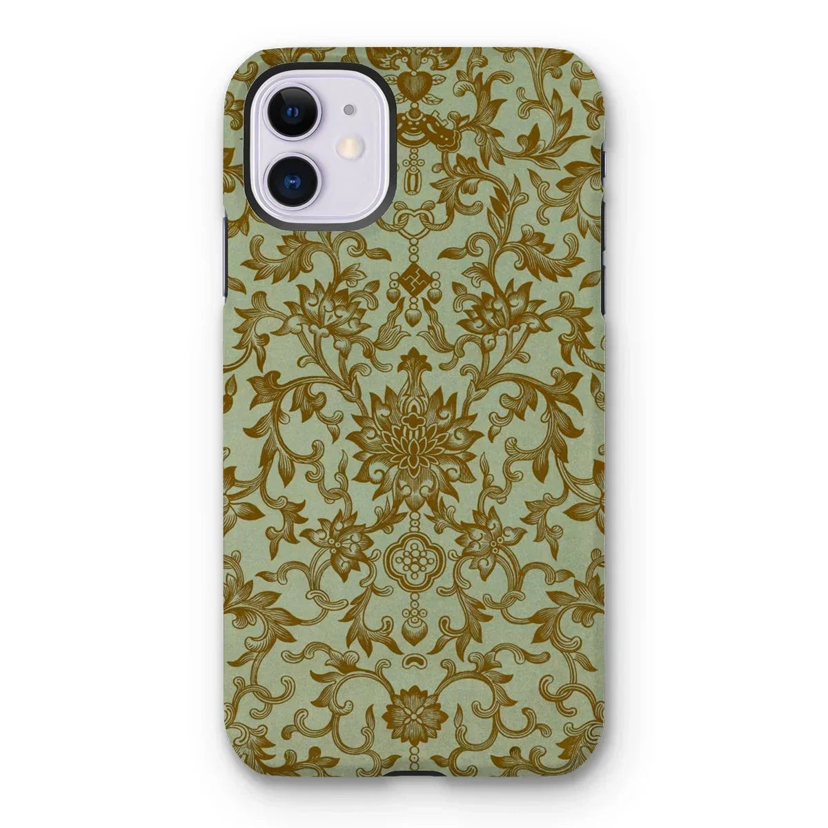 Earthy Chinese Florals - Owen Jones Iphone Case, 11 / Matte, Iphone Case Ornate Gold Floral Pattern Light Green