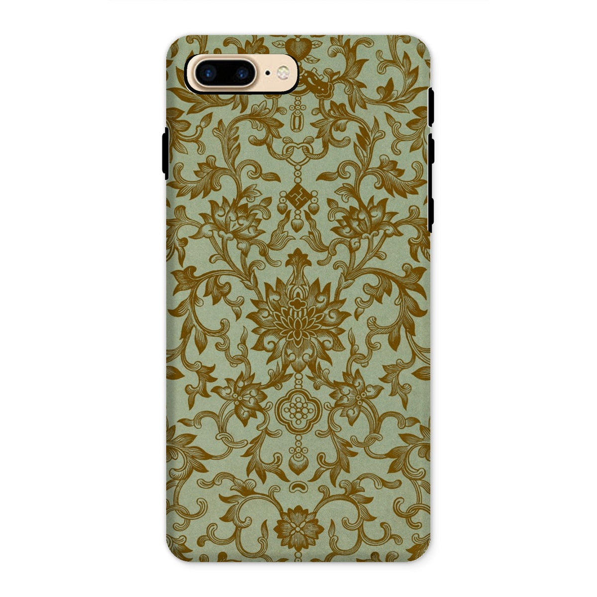 Earthy Chinese Florals Owen Jones Iphone Case, 8 Plus / Matte, Ornate Floral Patterned Phone Case Gold Mint Green