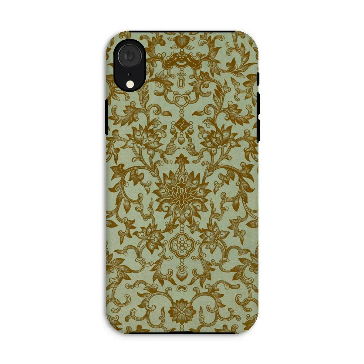 Earthy Chinese Florals - Owen Jones Iphone Case, Xr / Matte, Ornate Floral Patterned Phone Case Gold Designs Light
