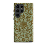 Earthy Chinese Florals - Owen Jones Phone Case Samsung Galaxy S23 Ultra / Matte Sage Green Adorned Intricate Gold Damask, Victorian Design