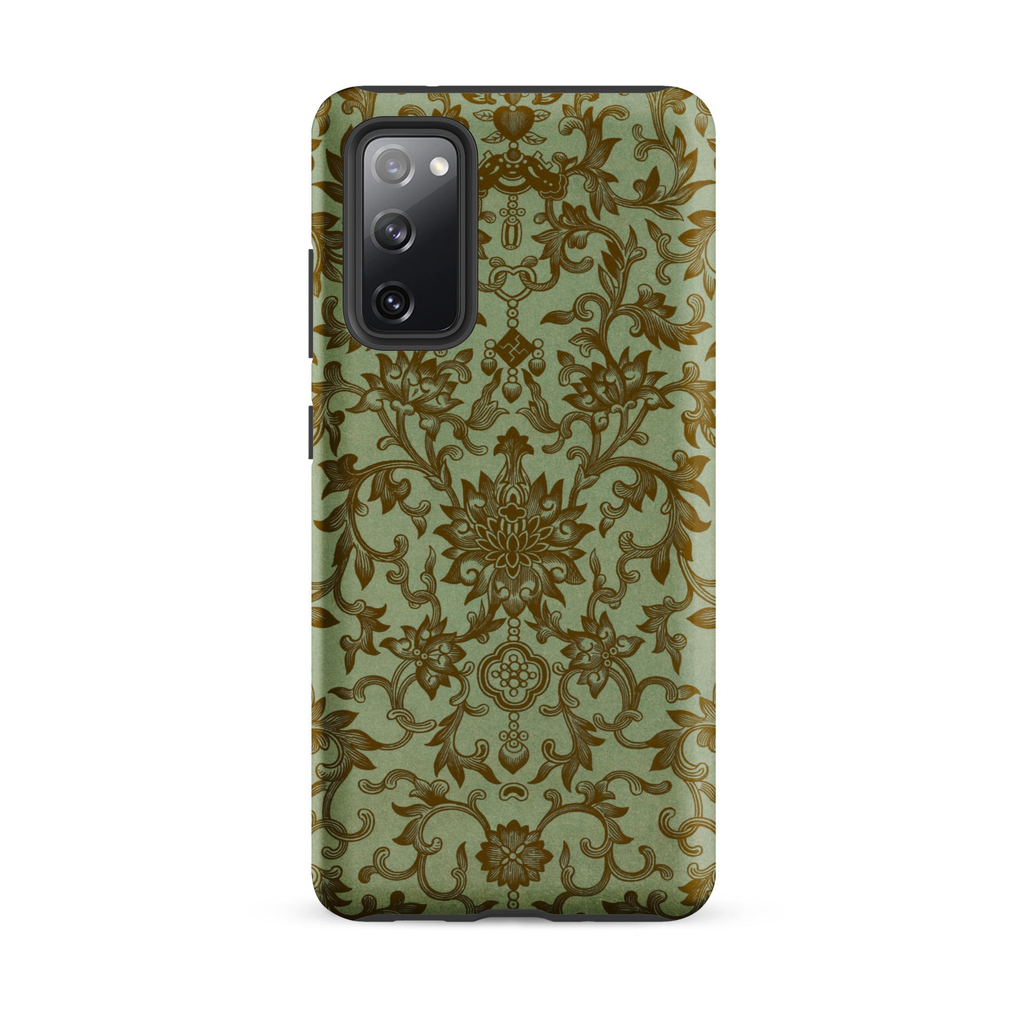 Earthy Chinese Florals Owen Jones Samsung Case, Galaxy S20 Fe / Matte, Smartphone Case Intricate Gold Green Floral Damask Pattern
