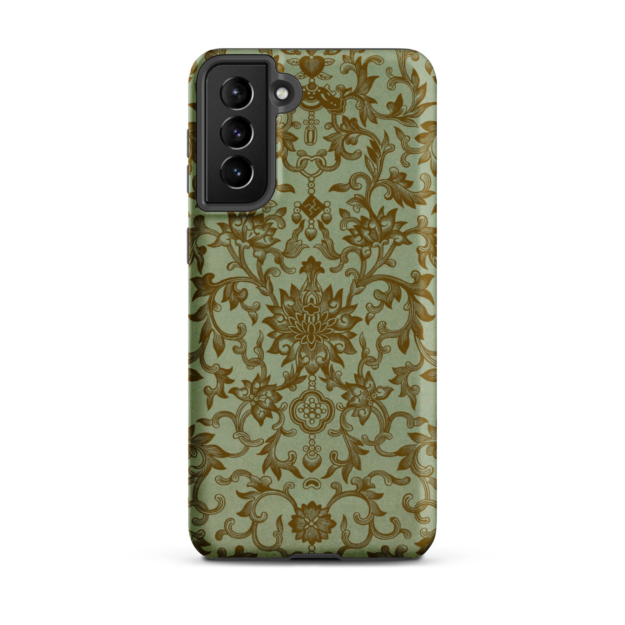 Earthy Chinese Florals Owen Jones Samsung Case, Galaxy S21 Plus / Matte, Smartphone Case Dark Green Gold Floral Pattern