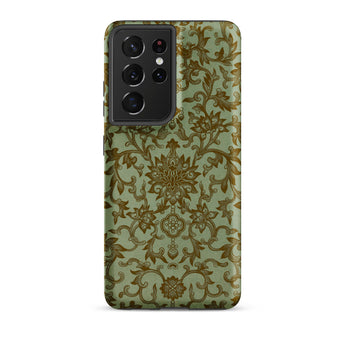 Earthy Chinese Florals - Owen Jones Samsung Case, Galaxy S21 Ultra / Matte, Smartphone Case Ornate Green Gold Floral Pattern