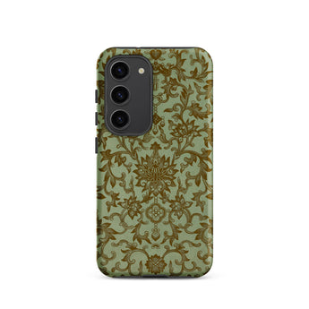 Earthy Chinese Florals - Owen Jones Samsung Case, Galaxy S23 / Matte, Smartphone Case Ornate Green Gold Floral Pattern