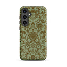 Earthy Chinese Florals Owen Jones Samsung Case, Galaxy S24 Plus / Matte, Smartphone Case Intricate Green Gold Floral Pattern