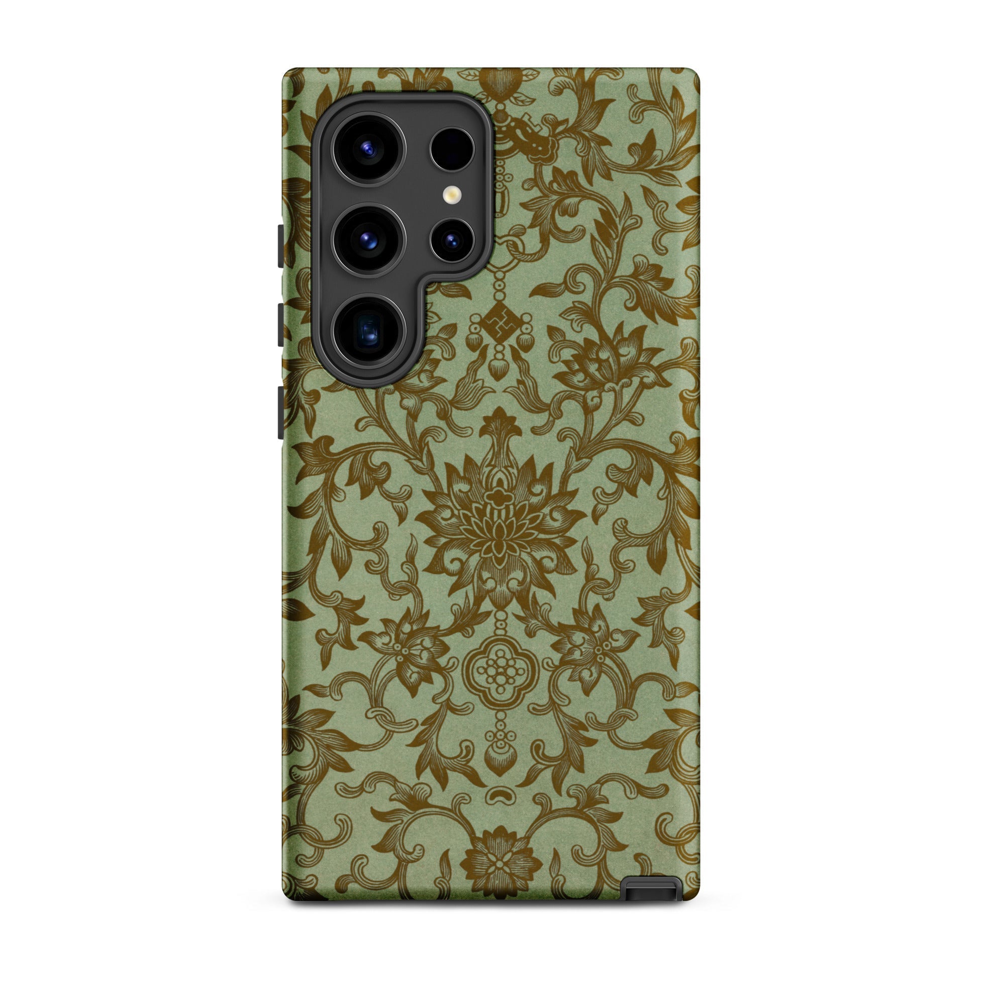 Earthy Chinese Florals Owen Jones Samsung Case, Galaxy S24 Ultra / Matte, Smartphone Case Intricate Floral Leaf Pattern Shades Brown