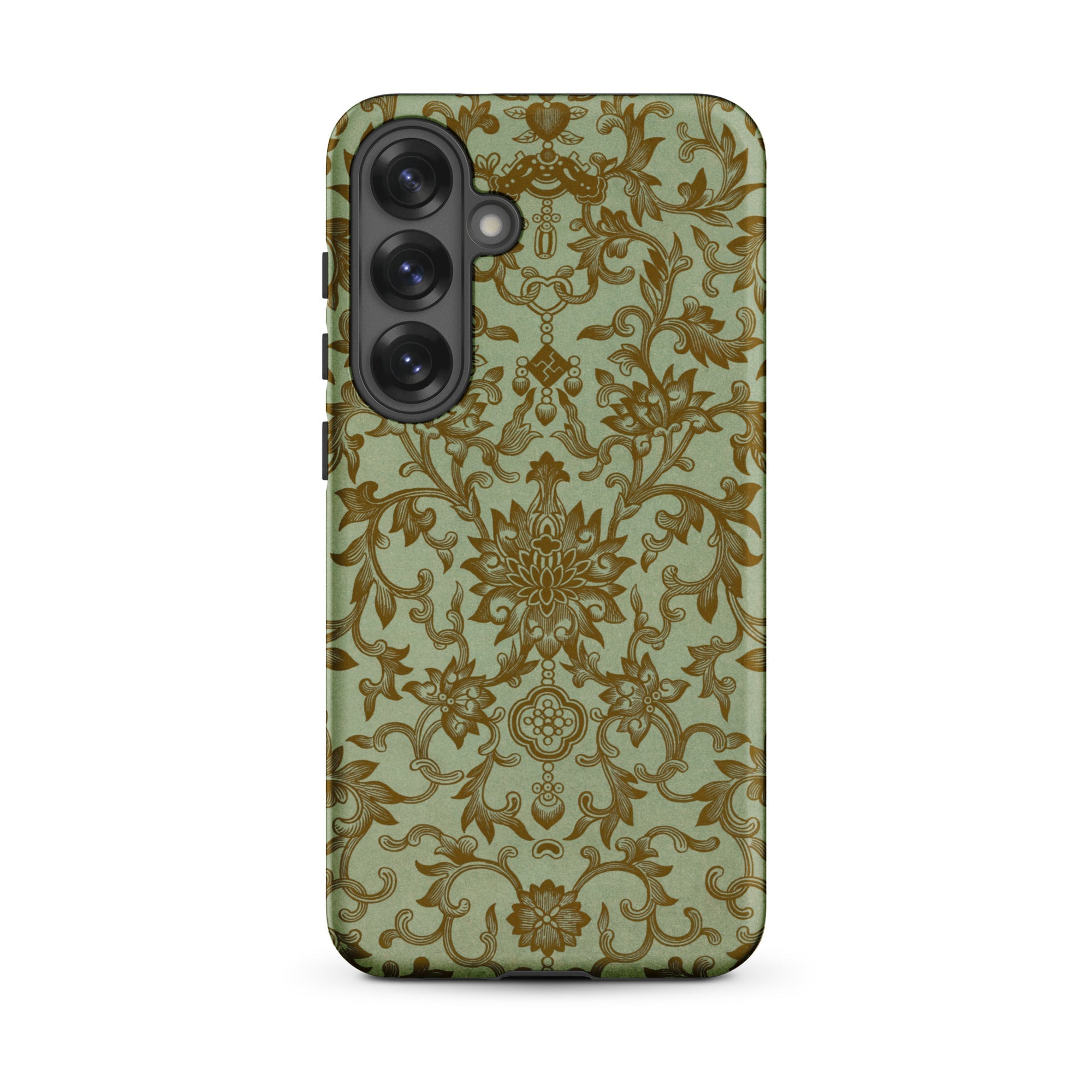 Earthy Chinese Florals Owen Jones Samsung Case, Galaxy S25 Plus / Matte, Smartphone Case Intricate Gold Bronze Floral Pattern Light