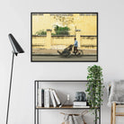 Easy Rider - Phnom Penh Photography Framed Canvas, Framed Photograph Cyclist Past Yellow Wall