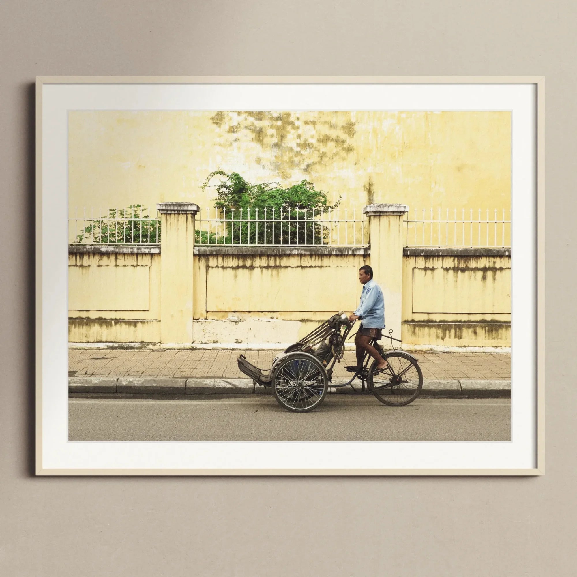 Easy Rider - Phnom Penh Rickshaw Photography Art Print, Cyclo Rickshaw Driver Street