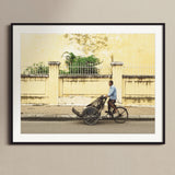 Easy Rider - Phnom Penh Rickshaw Photography Art Print, Framed Photograph Cyclo Driver Street