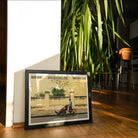 Easy Rider Phnom Penh Rickshaw Photography Art Print, Framed Photograph Scooter Parked Weathered Wall