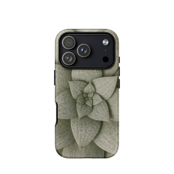 Echeveria Succulent Pattern Phone Case Iphone 17 Pro / Matte Matte-finish Phone Case Detailed Muted Green Succulent Design Echeveria
