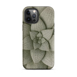 Echeveria Succulent Pattern Phone Case Iphone 12 Pro Max / Matte Sleek Phone Case Detailed Muted Green Succulent Design Echeveria Rosette