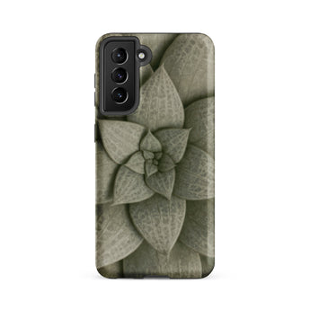 Echeveria Succulent Pattern Phone Case Samsung Galaxy S21 Fe / Matte Sleek Phone Case Detailed Muted Green Succulent Design Echeveria