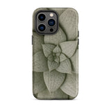 Echeveria Succulent Pattern Phone Case Iphone 14 Pro Max / Matte Sleek Matte-finish Phone Case Detailed Muted Green Succulent Echeveria