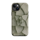Echeveria Succulent Pattern Phone Case Iphone 15 Plus / Matte Sleek Matte-finish Phone Case Detailed Muted Green Succulent Echeveria