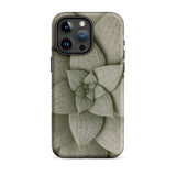 Echeveria Succulent Pattern Phone Case Iphone 15 Pro Max / Matte Sleek Matte-finish Phone Case Detailed Muted Green Succulent Echeveria
