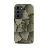Echeveria Succulent Pattern Phone Case Samsung Galaxy S23 Plus / Matte Sleek Matte-finish Phone Case Detailed Muted Green Succulent