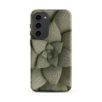 Echeveria Succulent Pattern Phone Case Samsung Galaxy S23 Plus / Matte Sleek Matte-finish Phone Case Detailed Muted Green Succulent