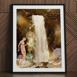 Greek sea witch Echo Siren art print in black frame.