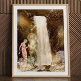 Echo Siren Assassin art print by a waterfall, Greek sea witch.
