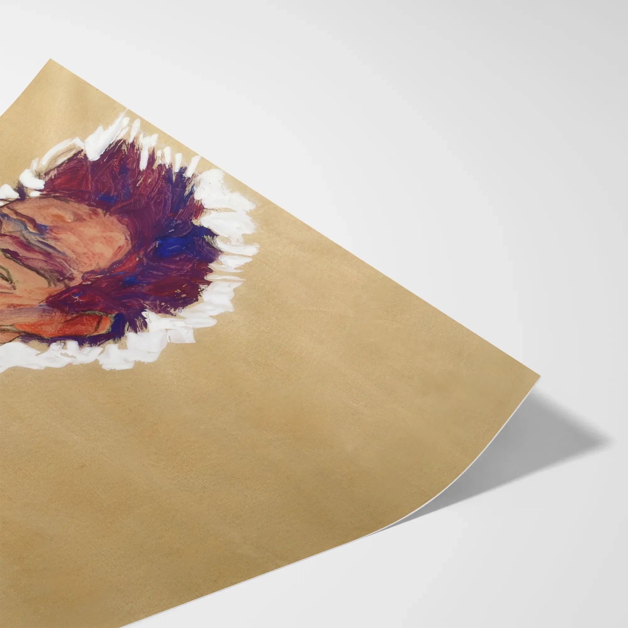 Egon Schiele - Self Portrait Nude Art Print, Painting Abstract Face Bold Brushstrokes Vibrant Color Palette