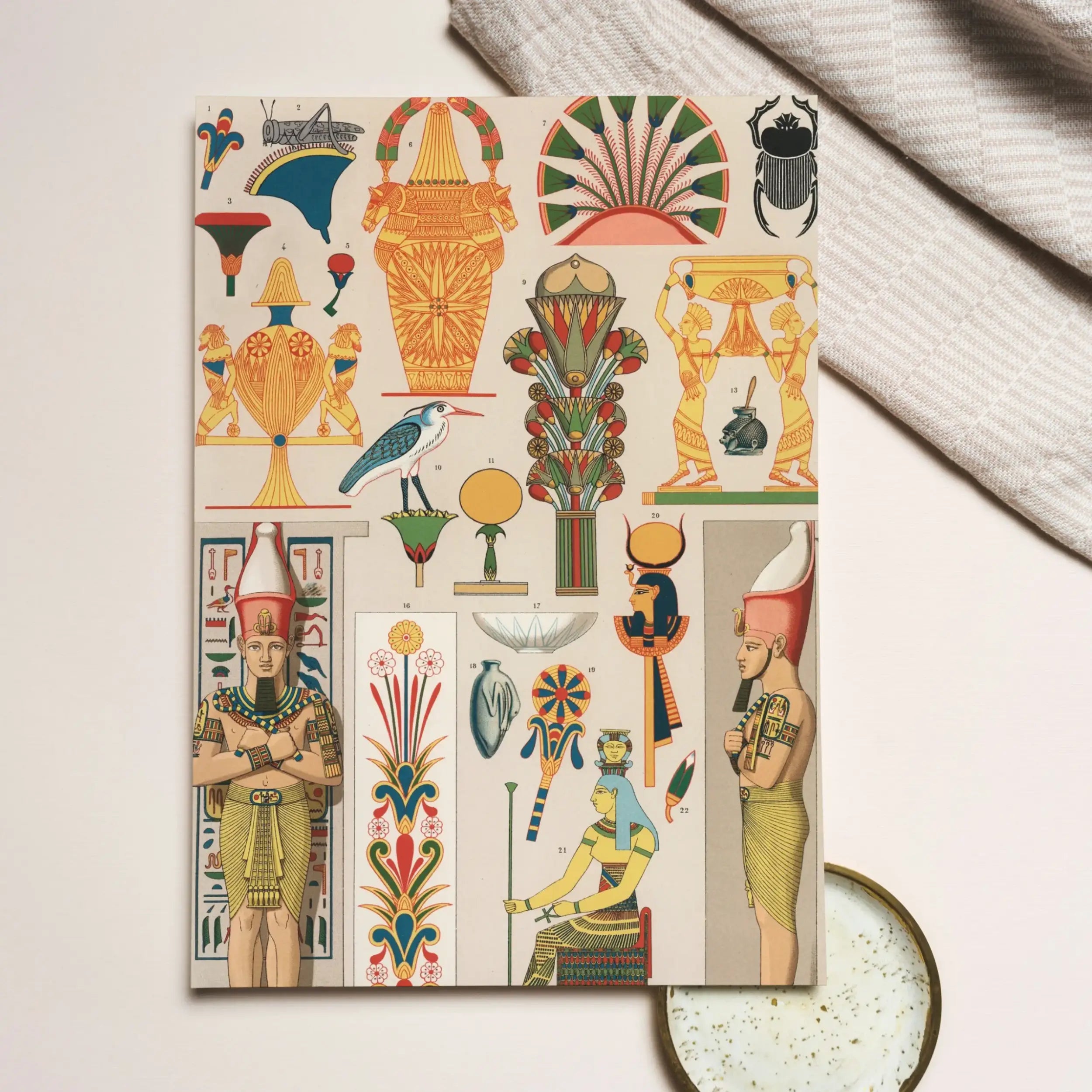 Egyptian Pattern - Auguste Racinet Ancient Art Greeting Card - Greeting & Note Cards - Aesthetic Art