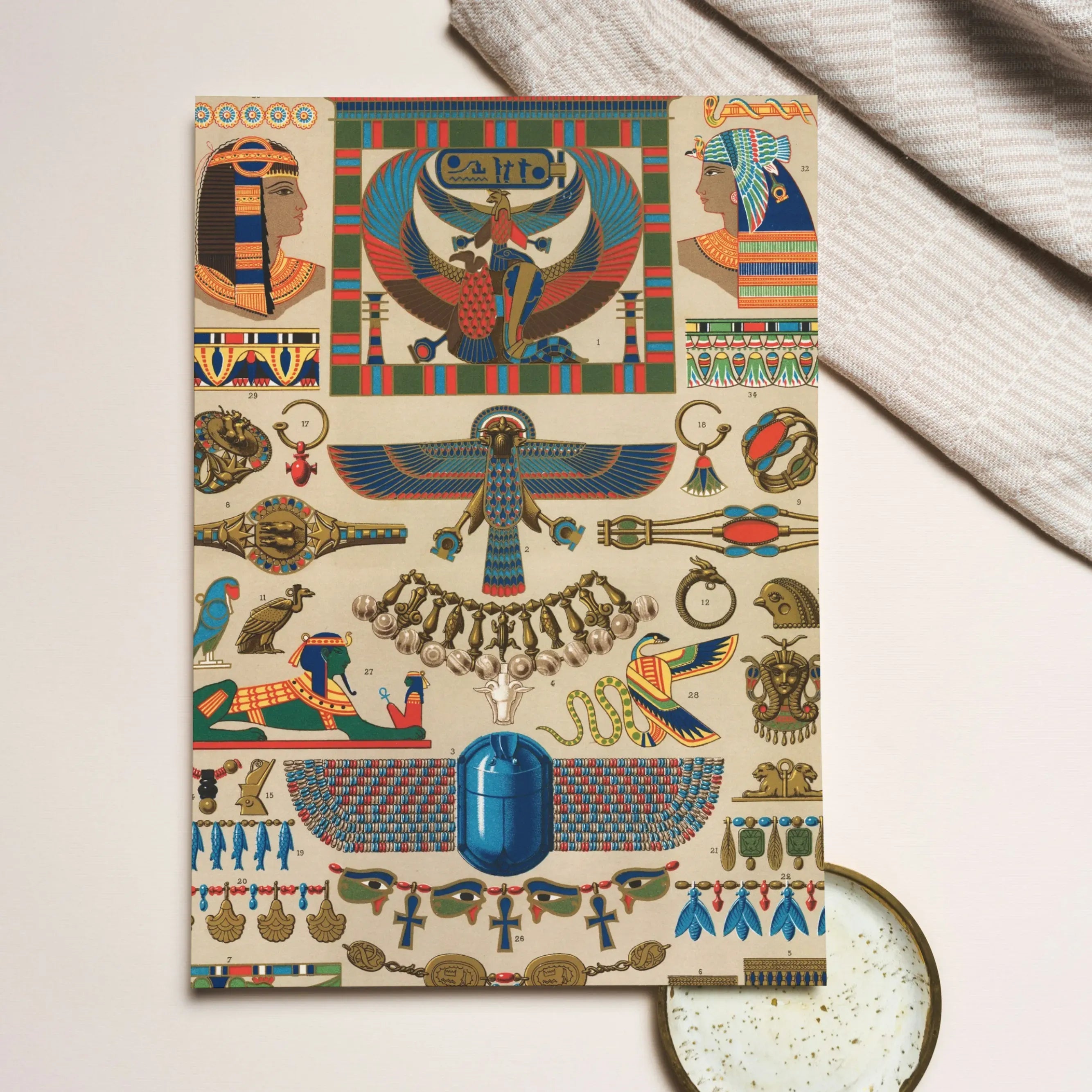 Egyptian Pattern By Auguste Racinet Greeting Card - Greeting & Note Cards - Aesthetic Art
