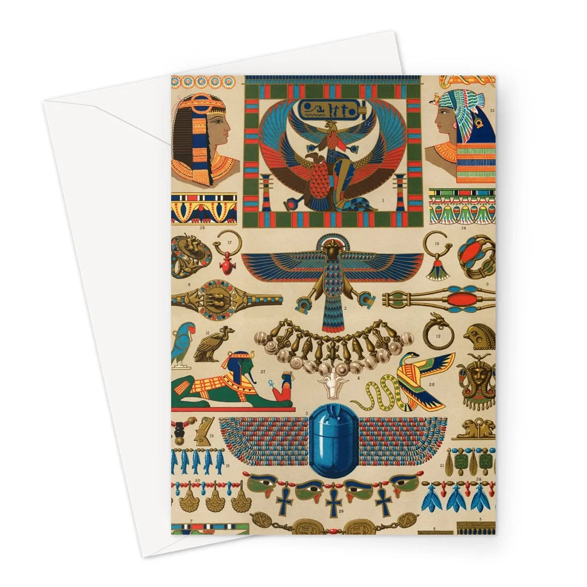 Egyptian Pattern By Auguste Racinet Greeting Card - A5 Portrait / 1 Card - Greeting & Note Cards - Aesthetic Art