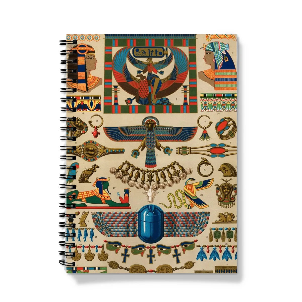 Egyptian Pattern By Auguste Racinet Notebook - A5 / Graph - Notebooks & Notepads - Aesthetic Art
