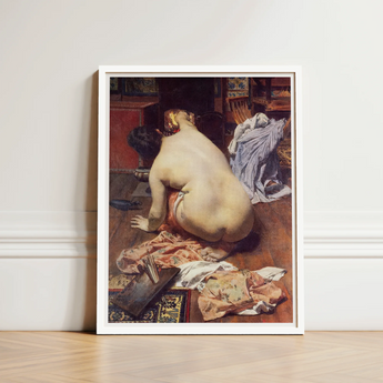 El Descanso De La Modelo - Antonio Cortina Farinós Art Print / Canvas White-framed Classical Painting Nude Figure Interior, Farinós’, Prints