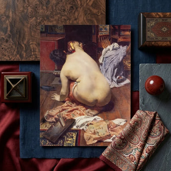 El Descanso De La Modelo - Antonio Cortina Farinós Art Print / Canvas Framed Reproduction Classical Painting Nude Figure Interior Rendered,