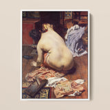 El Descanso De La Modelo - Antonio Cortina Farinós Art Print / Canvas Framed Reproduction Classical Painting Nude Woman Floor Surrounded