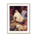 El Descanso De La Modelo - Antonio Cortina Farinós Art Print, Classical Oil Painting Nude Figure Seated Draped Fabrics